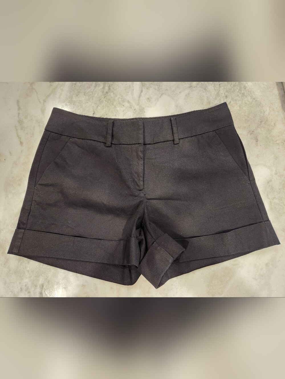 New York & Company Black Cuffed Shorts, 4 Inch Inseam